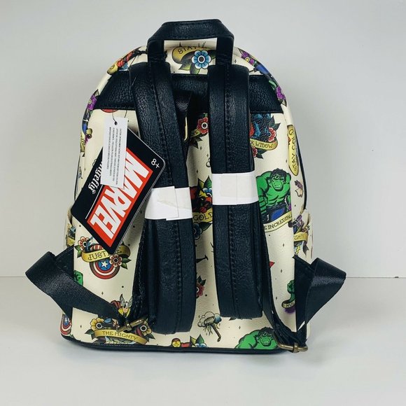Marvel Flash Tattoo Comic Loungefly Mini Backpack IRON MAN CAPTIAN AMERICA NWT - Picture 8 of 12